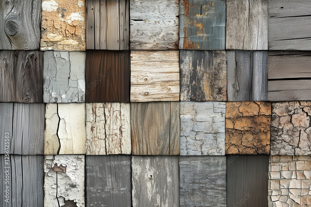 Poster wood textures showcasing a variety of finishes and conditions in a grid pattern from different sourc