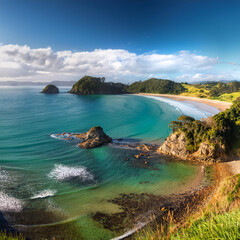 kuaotunu seaside on new zealand s coromandel peninsula where rocky outcrops sandy seashores and ocean meet