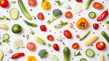 Naklejka premium a lot of random vegetables. Isolated on pure white.