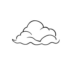 A single, cartoonish cloud outlined in black on a stark white background.