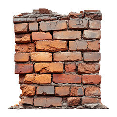 Obraz premium Old broken brown brick isolated on transparent background