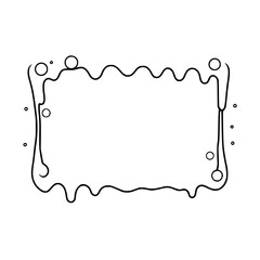 Modern Art Deco Frame with Black Outline and Bubbles on White