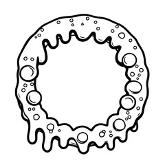 A whimsical, stylized, monochrome ring-shaped image featuring a bubbly, drippy design.
