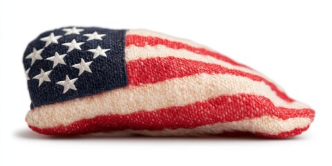 American flag knitted hat with stars and stripes embroidered on the hat