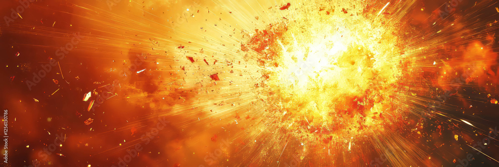 Poster exploding starburst patterns conveying dynamic energy and vibrant colors