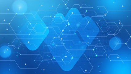 Fototapeta premium Abstract blue tech background with geometric shapes. Modern, clean design.