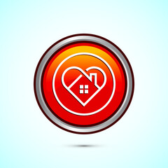 Home care icon design illustration, House care logo icon, Orange color round button design