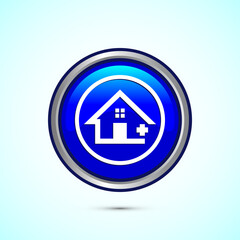 Home care icon design illustration, House care logo icon, Blue color round button design