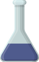 Laboratory Flask with Blue Liquid for Chemistry Experiments