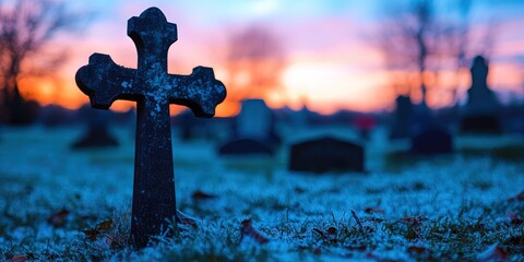 cemetery concept with a gravestone in the graveyard