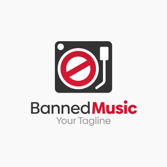 Banned Music Logo Design Template. Good for Business, Agency, Community and Organization