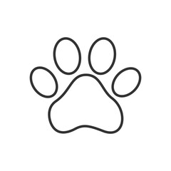Cat or dog paw line icon. Paw icon. Dog, cat paw icon. Zoo, vet logo element. Paw print vector symbol. Vector illustration