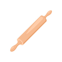 Wooden Roller Pin, Kitchen Vector Illustration Isolated