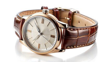 Classic Wristwatch with Brown Leather Strap