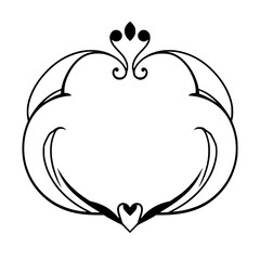 Elegant black and white frame with a decorative, heart-shaped, heart-shaped, floral element.