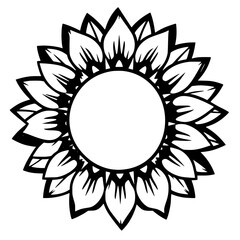 Stylized Sunflower: A stark black and white image of a sunflower with a central circle of white.
