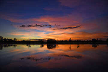 spectacularly and colorful sunset at Yellow Waters Billabong, Kakadu National Park, Northern Territory, Australia © hnphotography