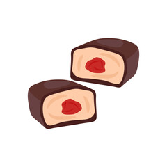 Chocolate Curds, Sweets Vector Illustration Isolated