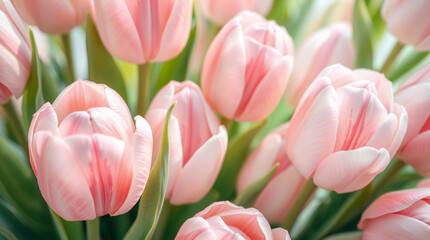 Fototapeta premium Vibrant Pink Tulips in a Bouquet with a Lively Mood Representing Spring against a Bright Background