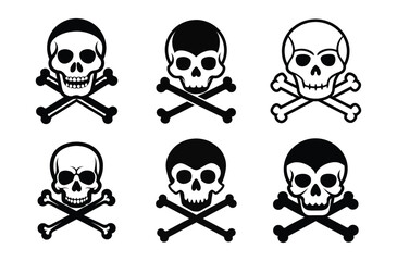 human skull silhouette, crossbones and skull vector design, danger symbol illustration