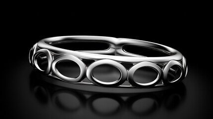 Futuristic platinum bracelet showcasing intricate algorithmic design. Generative AI