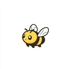 Obraz premium Cute cartoon bee flying against white background, children's book illustration