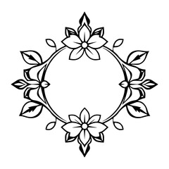 Black and white floral frame, with a clean, simple design.