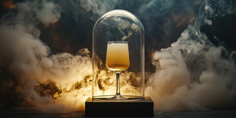 Mysterious cocktail creation bar scene beverage dark atmosphere close-up innovative mixology