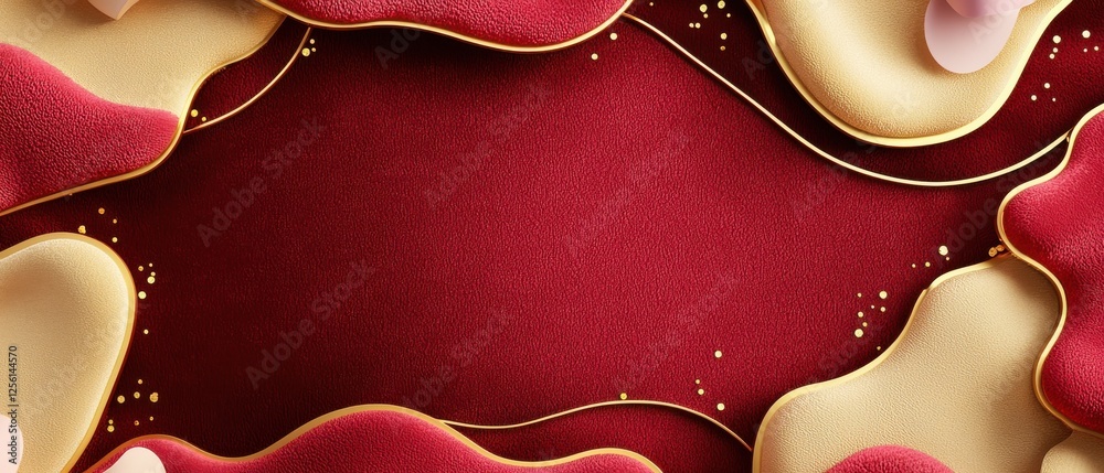 Poster creative abstract design with textured patterns on red background digital art studio environment clo