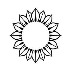 Stylized sunflower, black and white, floral design, vector illustration, artistic, decorative, minimalist.
