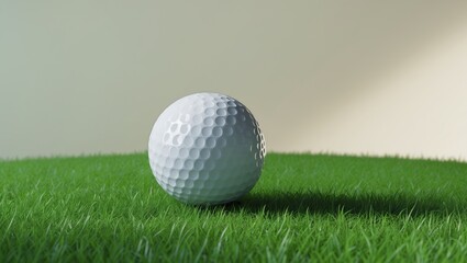 Obraz premium Golf Ball Resting on Lush Green Lawn in Soft Light