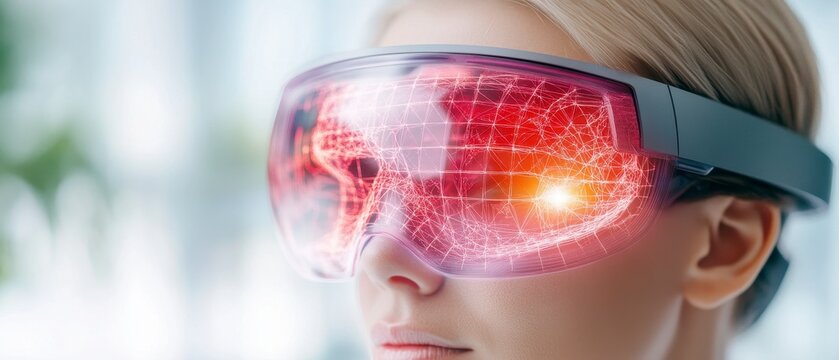 Person Experiencing Virtual Reality Headset Display Technology Experience