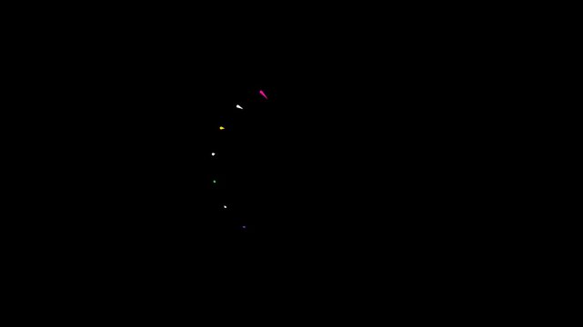 Explosion Effect 4K Fireworks Circles and Line Blast on black Screen. Circle bursting, Geometric effects . flat vector random explosion. Pop-up line animation, Circle bursting,Geometric effects