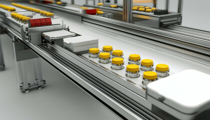 Automated quality control sensors checking products on a line