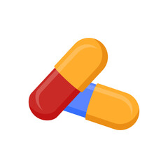Capsule, Medicine Flat Vector Illustration - Isolated