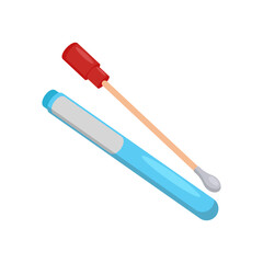 Sterile Cotton Swab, Medicine Flat Vector Illustration - Isolated