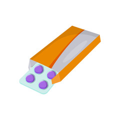 Tablets Box, Medicine Flat Vector Illustration - Isolated