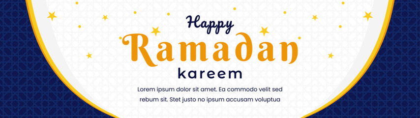 Ramadan Kareem Greeting Card with Islamic Patterns and Stars