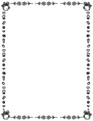 floral border frame. Doodle Flower Border. Hand drawn borders clipart black and white. Easter day border. Spring border png.