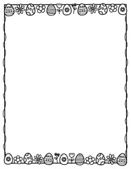 floral border frame. Doodle Flower Border. Hand drawn borders clipart black and white. Easter day border. Spring border png.