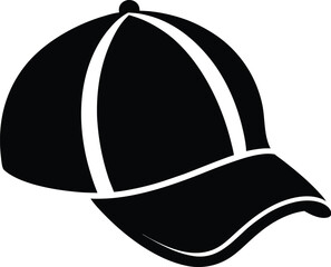 Baseball cap silhouette, baseball cap vector icon design, casual headwear illustration