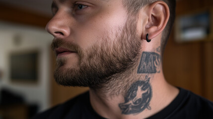 Fototapeta premium Close-Up of a Pierced Earlobe