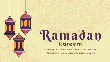 islamic Ramadan Celebration Banner with Ornamental Patterns