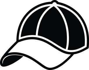 Baseball cap silhouette, baseball cap vector icon design, casual headwear illustration
