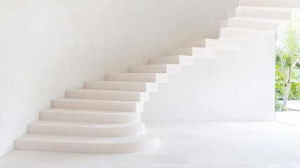 Modern White Curved Staircase Interior