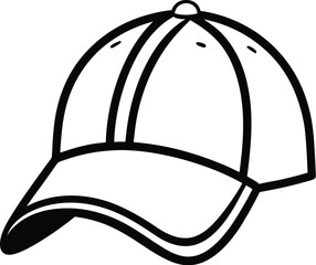 Baseball cap silhouette, baseball cap vector icon design, casual headwear illustration