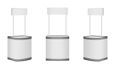 promotional display stand table set vector illustration isolated on white background.