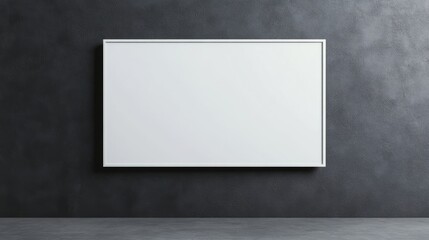 Blank White Board on Dark Gray Wall in Minimalist Gallery Space