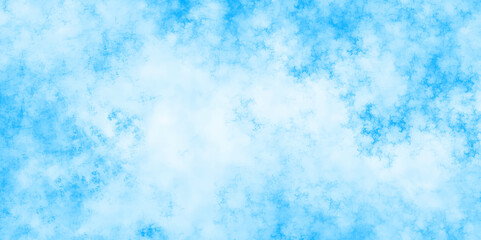 Aquarelle paint paper textured canvas element for texture shiny and clear painted light blue clouds watercolor background. Abstract surface blue watercolor painting cloudy sky background