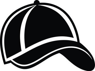 Baseball cap silhouette, baseball cap vector icon design, casual headwear illustration